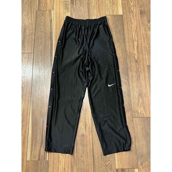 Vtg 90s Nike Pants Mens S Black Side Snap Track Warm Up Swoosh Breakaway (READ!) - Picture 1 of 7